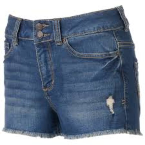 Mudd Pants - Mudd FLX Stretch 2 Button Distressed Jean Shorts
